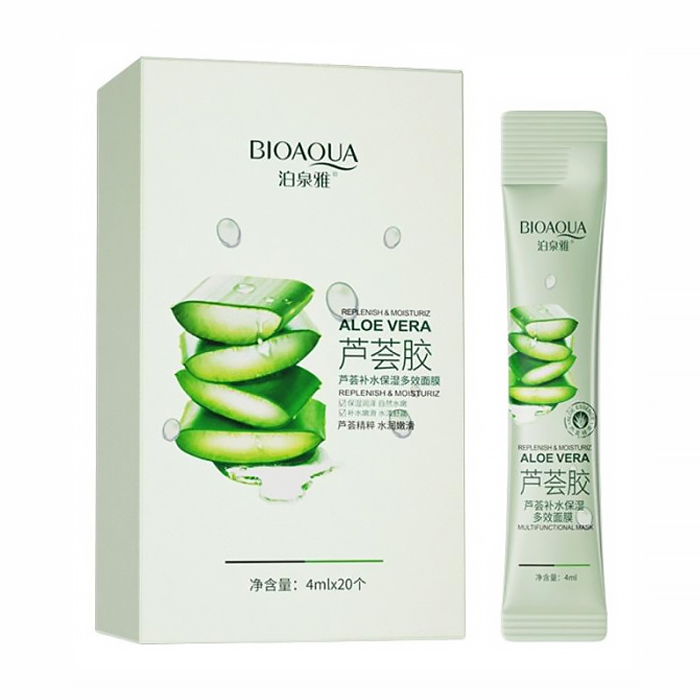 Набір масок для обличчя Bioaqua Replenishing &amp; Moisturiz Aloe Vera, з алое вера, 20*4 мл