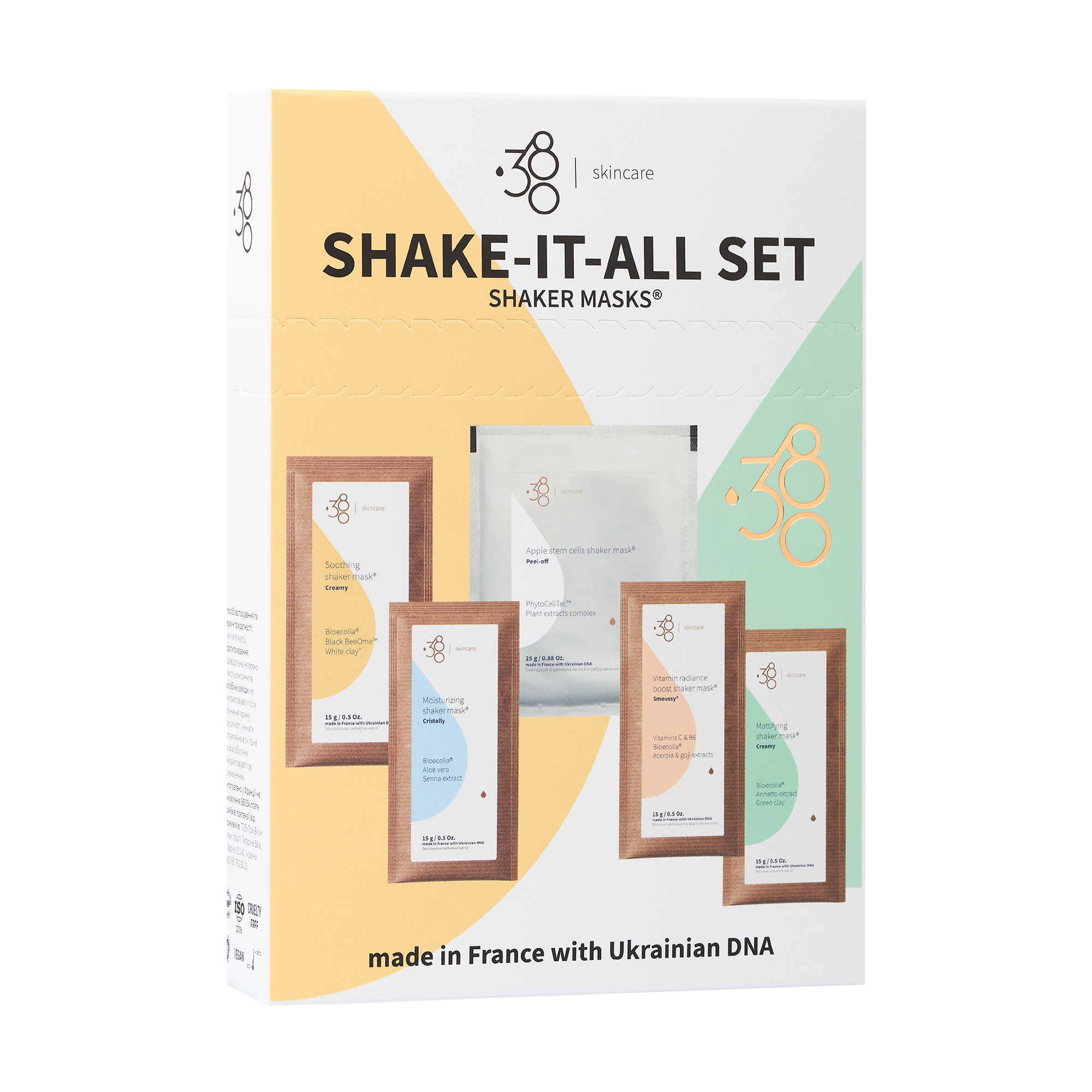 Набір шейкерних масок для обличчя 380 Skincare Shake-It-All Set, 5 шт